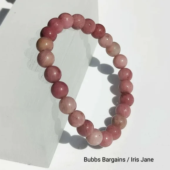 Pink Rhodonite Bracelet - Smooth Pink 8mm - Picture 1 of 2